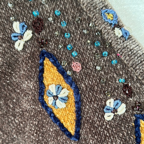 Storybook Knits Vintage Chenille Embroidered Cardigan Sweater - Picture 7 of 12